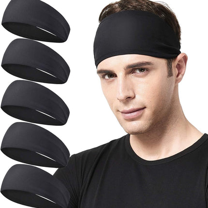 5-Pack Running Headbands for Men - Sports Headbands for Men, Sweat-Wicking - Suitable for Running, Cycling, Basketball, Yoga and Fitness Training - Elastic Unisex Headbands
