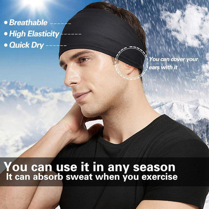 5-Pack Running Headbands for Men - Sports Headbands for Men, Sweat-Wicking - Suitable for Running, Cycling, Basketball, Yoga and Fitness Training - Elastic Unisex Headbands.
