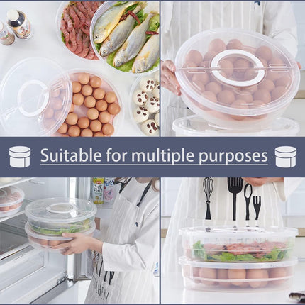 Versatile Storage Box - with Lid and Handle - Egg Carton - Holds 30 Cake Eggs - 12/3.5 Inches - Perfect for Cheesecake, Corn Pie, Fruit - White and Clear (One).