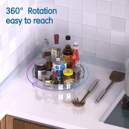 Set of two rotating storage racks (27+23.5 cm) - Rotating spice rack, rotating rack for refrigerator cabinet, rotating shelf for cupboard - Suitable for various storage spaces - Cosmetics storage.