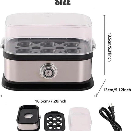 Electric Egg Boiler - Egg Boiler 6 Eggs - Made of Stainless Steel - Intelligent Steamer with Automatic Shut-Off.