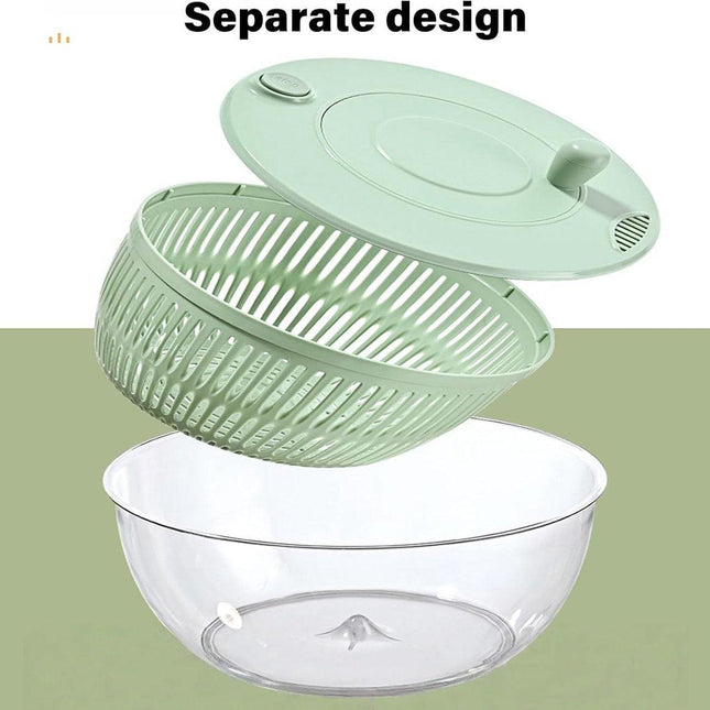 2-in-1 Double Decker Vegetable Dryer - Fruit Salad Drainer - Six Replaceable Blades - Salad Dryer - Double Decker Basket Kitchen Appliance - Double Decker Vegetable and Fruit Washer.