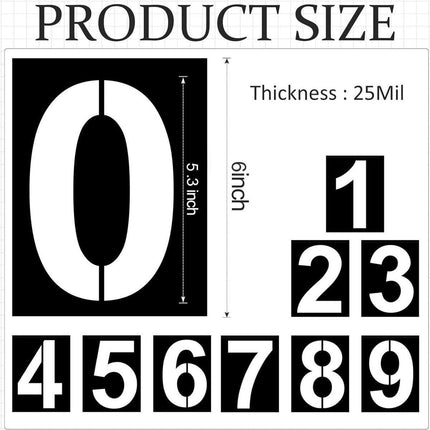 Number Stencil Set - Address Stencils 0-9 - Reusable Plastic Number Stencils - Cake Stencils - Paint by Number Stencils 6 inch.