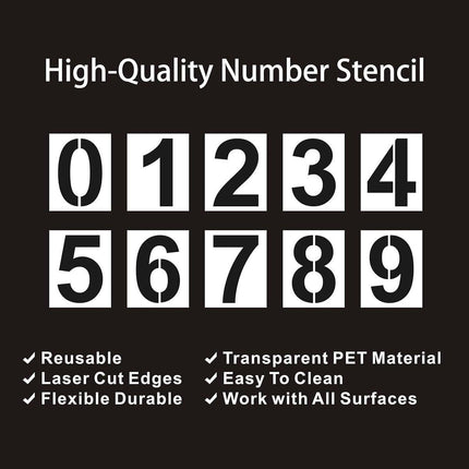 Number Stencil Set - Address Stencils 0-9 - Reusable Plastic Number Stencils - Cake Stencils - Paint by Number Stencils 6 inch.