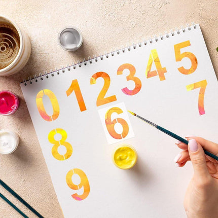Number Stencil Set - Address Stencils 0-9 - Reusable Plastic Number Stencils - Cake Stencils - Paint by Number Stencils 6 inch.