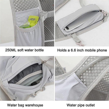 Sports Vest - Cycling - Running - Hiking - Breathable Cycling Cross-Country Marathon Hydration Bag Backpack - Gray.