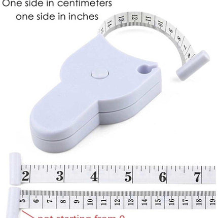 Measuring tape - for clothing and body measurements - centimeters and inches - white.