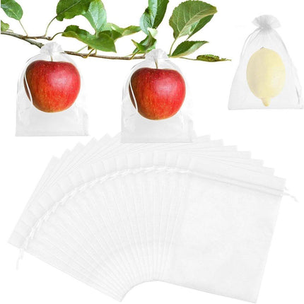 Garden Tools - 20 Items - Fruit Protection Bags - White Fruit Protection Bags with Drawstring - Garden Net Bags - Suitable for Grapes - Prevent Wasps, Cherry Vinegar Flies and Other Insects from Eating Them.