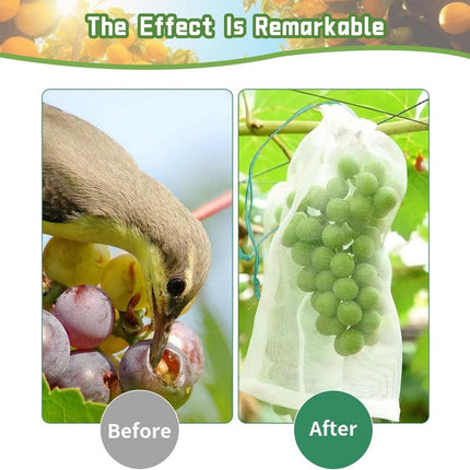 Garden Tools - 20 Items - Fruit Protection Bags - White Fruit Protection Bags with Drawstring - Garden Net Bags - Suitable for Grapes - Prevent Wasps, Cherry Vinegar Flies and Other Insects from Eating Them.