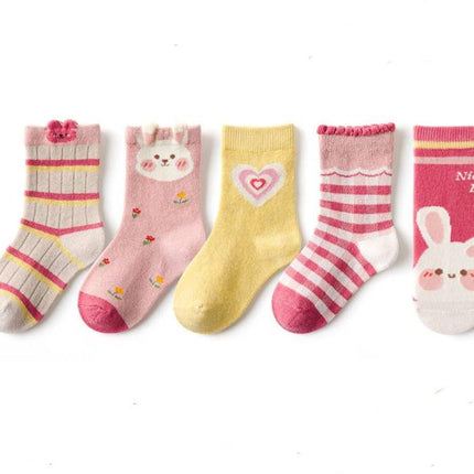 5 pairs of children's socks - Short socks for boys and girls, cotton, suitable for medium to large children - Size S (1-3 years), recommended shoe size 21-24.