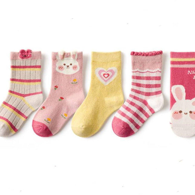 5 pairs of children's socks - Short socks for boys and girls, cotton, suitable for medium to large children - Size S (1-3 years), recommended shoe size 21-24.