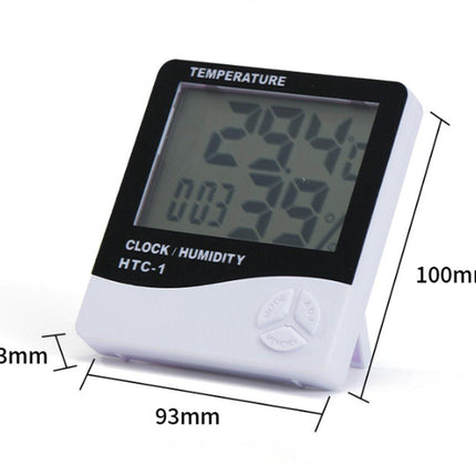 HTC-1 Home Thermometer with Electronic Alarm Clock - Creative Thermometer and Hygrometer with Large Screen - Portable Visual Alarm Clock.