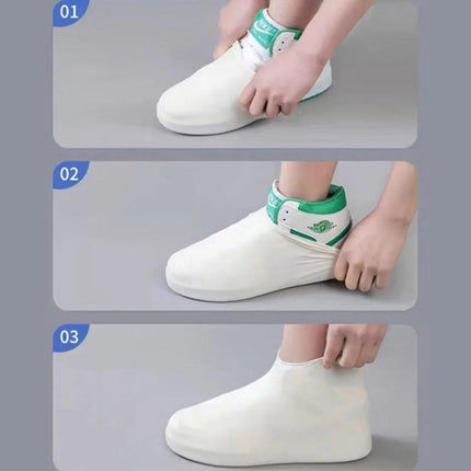 Overshoes - 1 Pair - Waterproof Silicone Overshoes - Reusable, Non-slip, Suitable for Outdoor Activities (White - Size L).