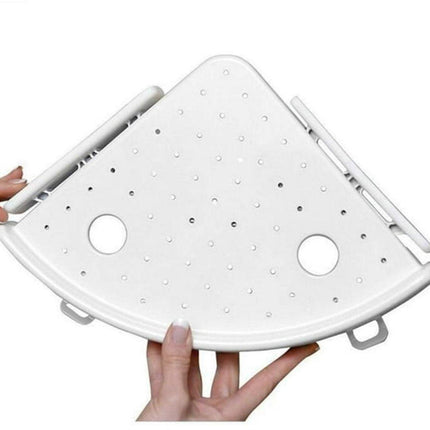 Triangular Shelf - Storage Rack - Bathroom Corner Shelf Triangular Handle Wall Mounting Bracket - Suitable for Kitchen and Bathroom Strong Suction Wall Mounted Shelf Storage Basket (No Drilling Required).