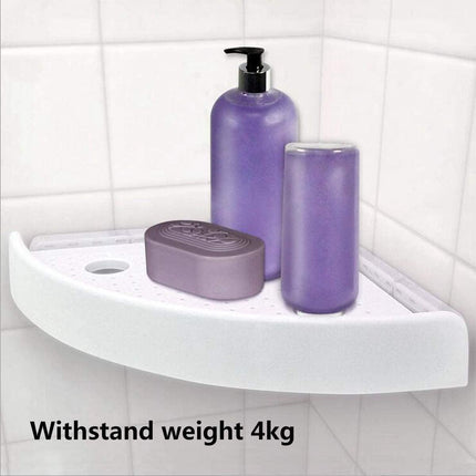 Triangular Shelf - Storage Rack - Bathroom Corner Shelf Triangular Handle Wall Mounting Bracket - Suitable for Kitchen and Bathroom Strong Suction Wall Mounted Shelf Storage Basket (No Drilling Required).