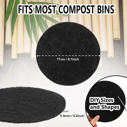 Kitchen Compost Bin Filters - 6-Pack Replacement Countertop Compost Bin Filters - Round 6.7 Inches.