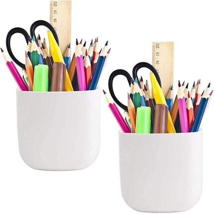 Pencil Holder - Self-Adhesive Wall Pencil Holder - Highlighter - Writing Tool Organizer - Storage - Whiteboard - Home Office - White - Set of 2.