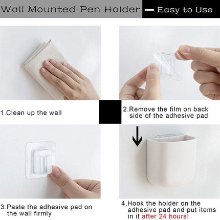 Pencil Holder - Self-Adhesive Wall Pencil Holder - Highlighter - Writing Tool Organizer - Storage - Whiteboard - Home Office - White - Set of 2.