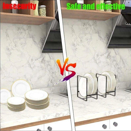 Set of Two - Cabinet-Style Plate Rack - Waterproof - Stainless Steel - No Installation Required - Compatible with Most Plates and Cutlery.