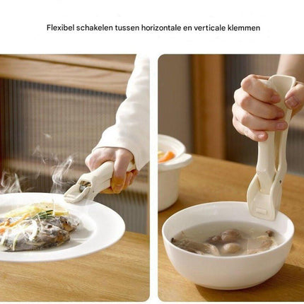 Bowl Clamp - Anti-burn Clamp - Plate Lifter - Kitchen Clamp - Baking Tray Steam Clamp - Beige.