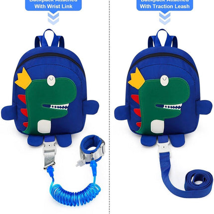 Leash - Dinosaur Backpack + 4-in-1 Leash and Adjustable Safety Wristband (Ideal Gift).
