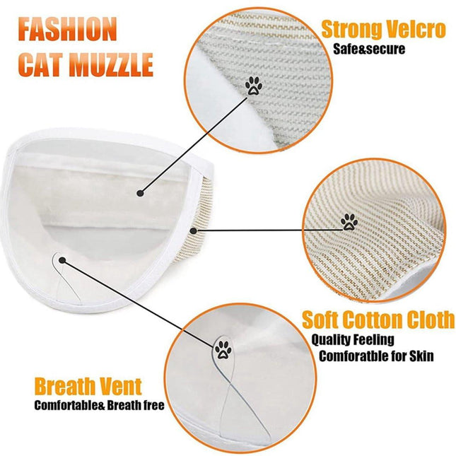 1 Piece - Adjustable Visor - Muzzle with Wide Field of View - Breathable and Bite-Resistant Muzzle - Muzzle for Cat Grooming（M：Suitable for cats with a head circumference of 20-25 cm）.