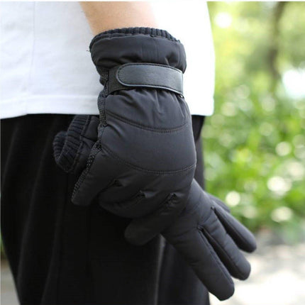 Winter cycling gloves - Men's gloves (1 pair) - Winter gloves - Cycling gloves - Warm and insulated - Waterproof - Outdoor ski gloves - Black.
