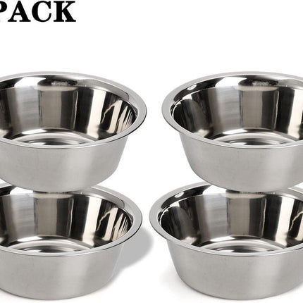 4-Pack Stainless Steel Food and Water Bowls for Cats and Dogs - Pet Food and Water Bowls - Pet Bowls - For Large, Medium, and Small Dogs - Kitten Bowls - Puppy Bowls.