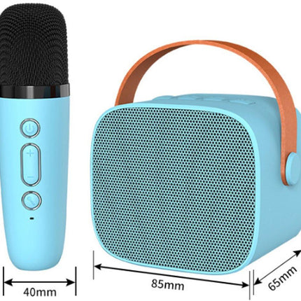 Mini Karaoke Machine - With 2 Microphones (Blue).