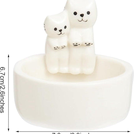 Candle Holder - 1 Piece Cartoon Cat Candle Holder - White Handmade Ceramic Candle Holder - Tea Candle Holder - Decorative Candle Holder - A Gift for Spending Warm Moments with Your Loved One - A Gift for Your Lover or Friend.