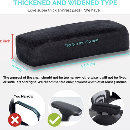 Armrests for chairs - Elbow pads - Armrests for office chairs - Gaming chair - with memory foam armrests - 5 cm thick - Set of 2 (black).