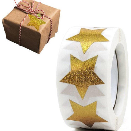 Stickers - 500 sheets - Sealing stickers - Gift stickers - Children's stickers - Stickers for adults - Reward stickers for children - 1 roll - Star stickers - Suitable for packaging.