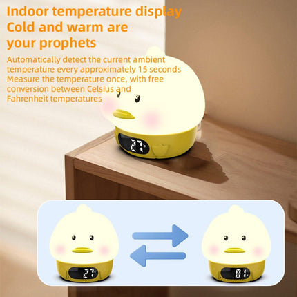 Night Light for Kids - Duck-Shaped Night Light - Temperature Display - RGB Color Change - Wake-Up Timer - Bedroom Desk Lamp - Silicone Baby Night Light.