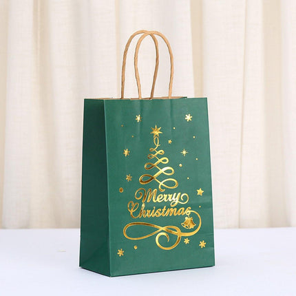 Gift Bags - 12 pieces - Kraft paper gift bags - Bags - Tote bags - Christmas paper bags with print - Party wrapping bags.