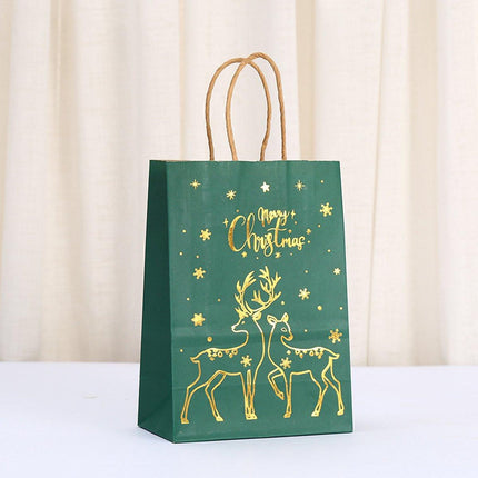 Gift Bags - 12 pieces - Kraft paper gift bags - Bags - Tote bags - Christmas paper bags with print - Party wrapping bags.