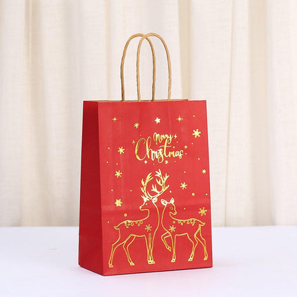 Gift Bags - 12 pieces - Kraft paper gift bags - Bags - Tote bags - Christmas paper bags with print - Party wrapping bags.