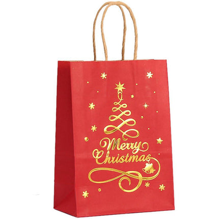 Gift Bags - 12 pieces - Kraft paper gift bags - Bags - Tote bags - Christmas paper bags with print - Party wrapping bags.