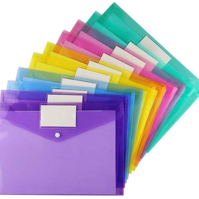 A4 folders - Buttons - Colored envelopes - Pack of 10.