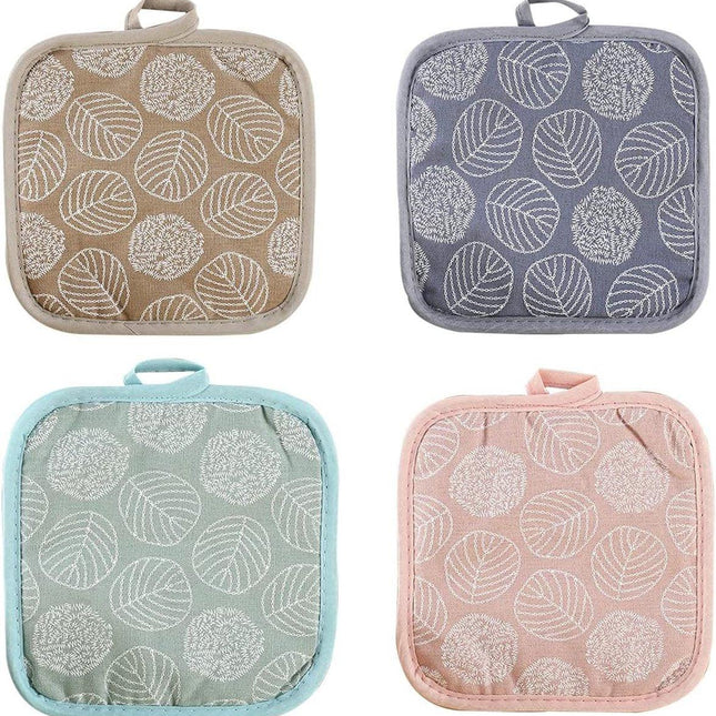 4-Pack Kitchen Heat Insulation Mats - Cotton and Linen Material - Heat Resistant - Kitchen Pot Holder - Non-Slip - Anti-Scald - Multifunctional Pot Holder - Placemat.