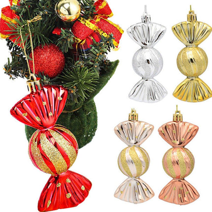 Christmas Decorations - Christmas Decorations - Painted Candy Christmas Tree Decorations - Gold (5 per box).