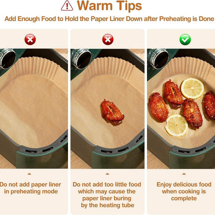Airfryer Paper (100 sheets) - Airfryer Paper Mat 20 cm - Non-stick Airfryer Paper - Baking Mat - BPA-free - Suitable for 3-6 litre ovens - Baking Tray - Microwave-safe (square).