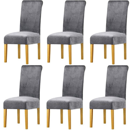Chair Covers - Set of Velvet Chair Covers - Gray Chair Covers - Stretch Dining Chair Covers - Set of 6.