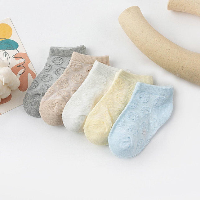 Baby socks - (5 pairs) - Socks - Children's socks - 100% cotton baby socks - Suitable for toddlers and children - Breathable lace mesh socks size M - Suitable for children from 1 to 3 years.