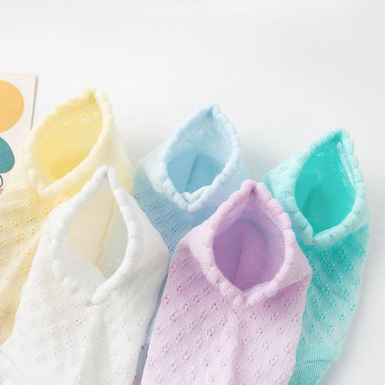 Baby socks - (5 pairs) - Socks - Children's socks - 100% cotton baby socks - Suitable for toddlers and children - Breathable lace mesh socks size M - Suitable for children from 1 to 3 years.