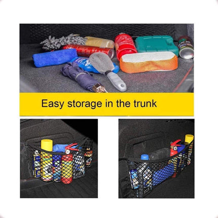 Car Trunk Storage Net (2-Pack) - Storage Bag 50*25cm - With Velcro - Car Seat Storage Net - Universal Net Bag for SUVs, Sedans and Trucks - Suitable for storing mobile phone accessories, water bottles.