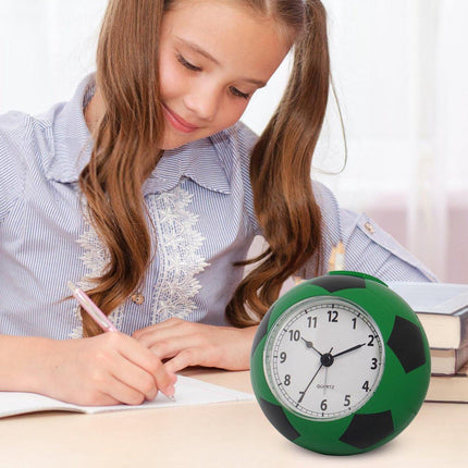 Football Alarm Clock - Silent - Non-ticking Desk Clock | Kids Bedside Clock | Cute football design, easy-to-read analog display, perfect for kids' bedrooms, great birthday gift for boys and girls - vegetable.