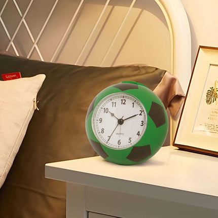 Football Alarm Clock - Silent - Non-ticking Desk Clock | Kids Bedside Clock | Cute football design, easy-to-read analog display, perfect for kids' bedrooms, great birthday gift for boys and girls - vegetable.