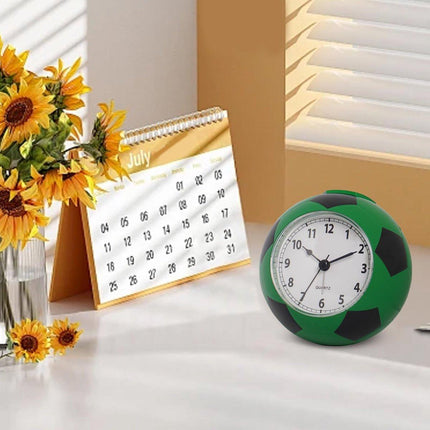 Football Alarm Clock - Silent - Non-ticking Desk Clock | Kids Bedside Clock | Cute football design, easy-to-read analog display, perfect for kids' bedrooms, great birthday gift for boys and girls - vegetable.
