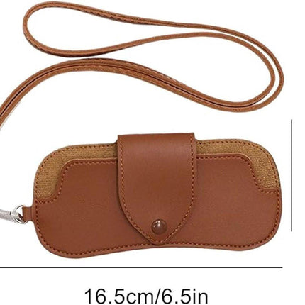 Portable Sunglasses Case - Glasses Case with Neck Strap - Dimensions: 16.5 x 7.4 x 0.9 cm - Compact and Durable Design - Perfect for Hiking, Camping and Traveling - Brown.