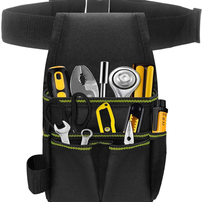 Tool Bag - Hardware Tool Bag - Hardware Storage Bag - Waist Bag - Small Oxford Canvas Tool Bag - with Adjustable Nylon Waist Strap, Suitable for Electricians, Carpenters, and Repair Technicians..